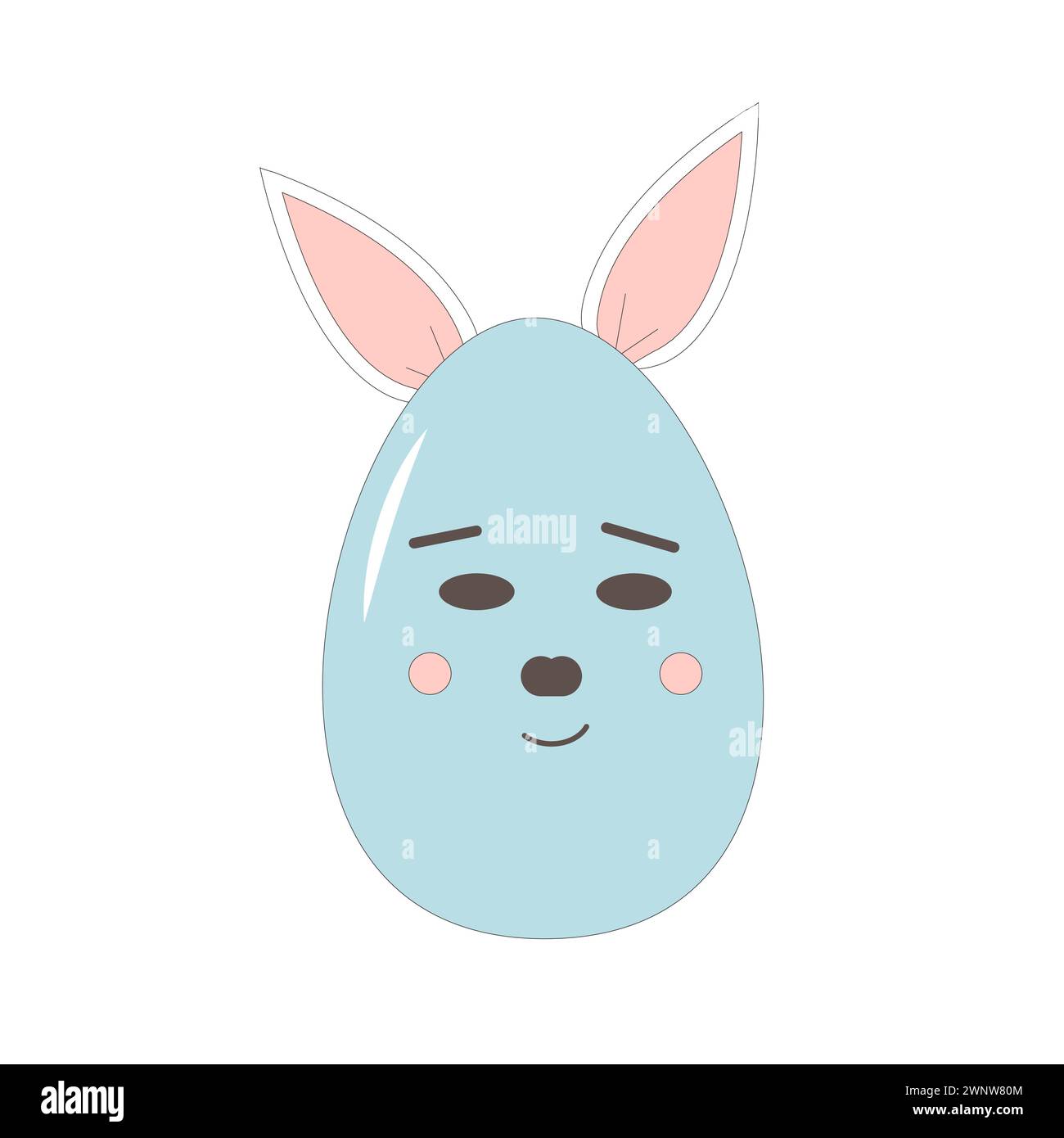 Easter egg with bunny ears isolated on white background. Cute happy ...
