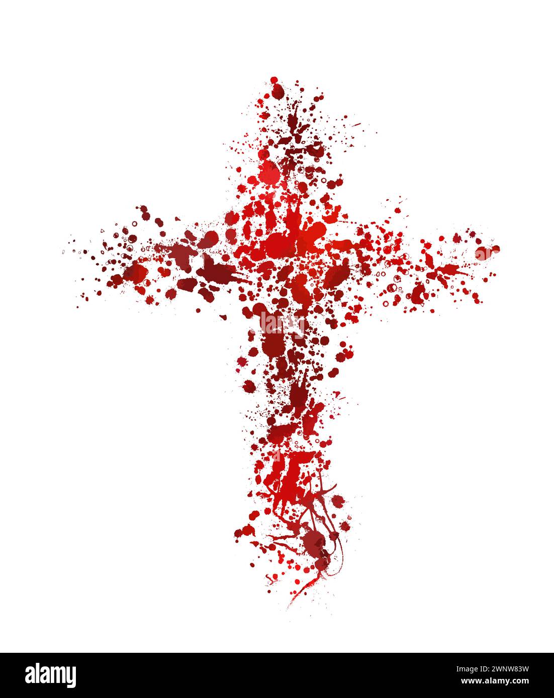 Red religious cross. bloody cross, hand drawing. Not AI, Vector illustration Stock Vector