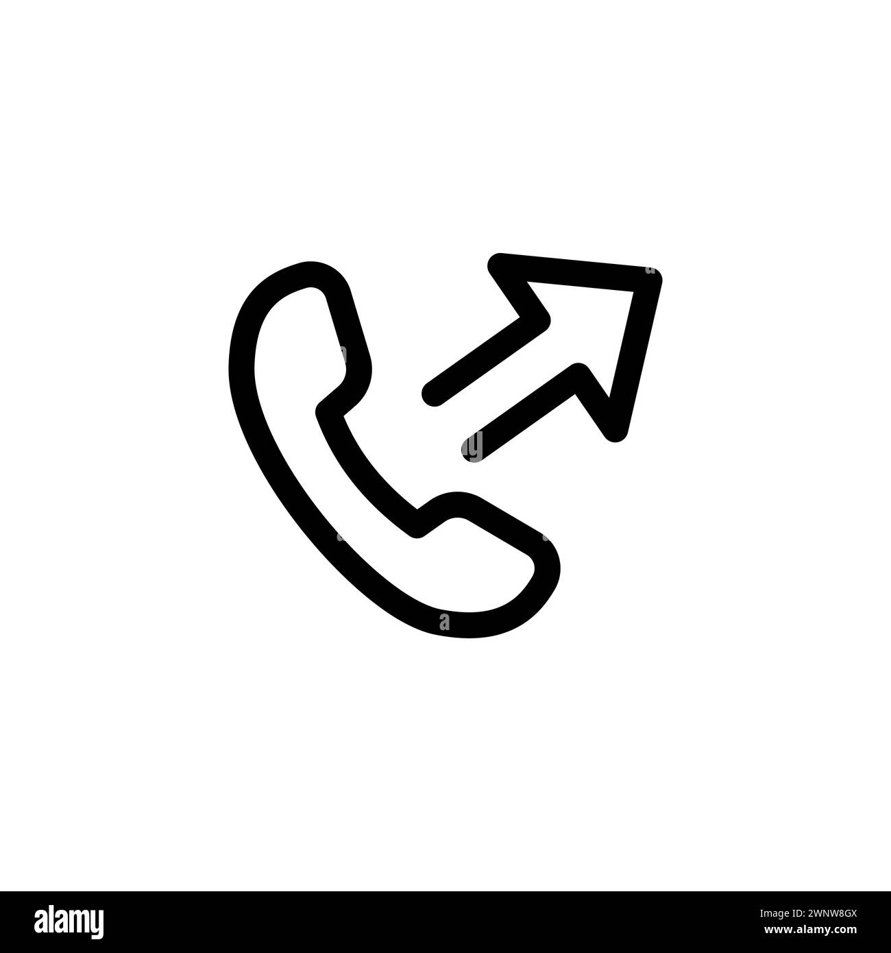 Outgoing call icon. Telephone call icons with symbol of caller, Phone sign icon. Isolated round collection of ringing phone. Flat button on black and Stock Vector