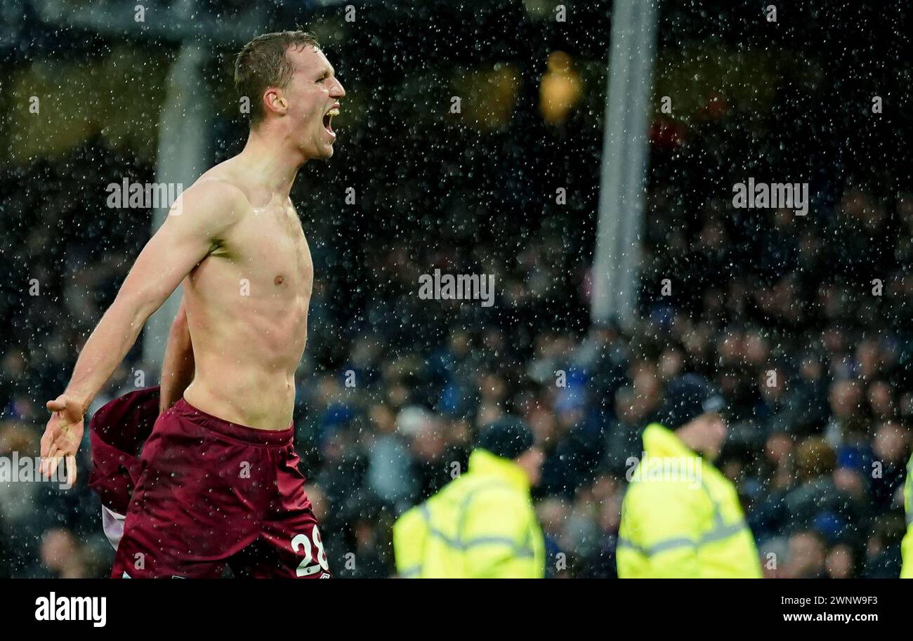 West Ham United's Tomas Soucek celebrates scoring his sides second goal ...