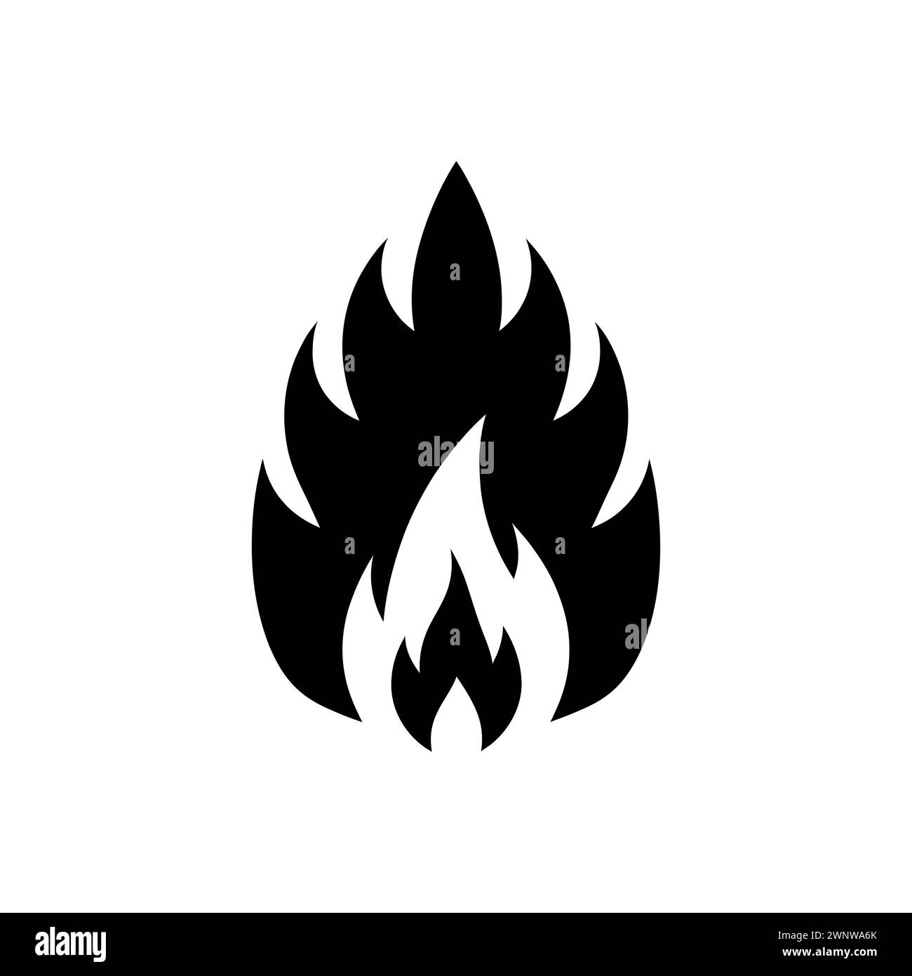 Fire icon. Black symbol of flame. Campfire isolated icon. Vector ...