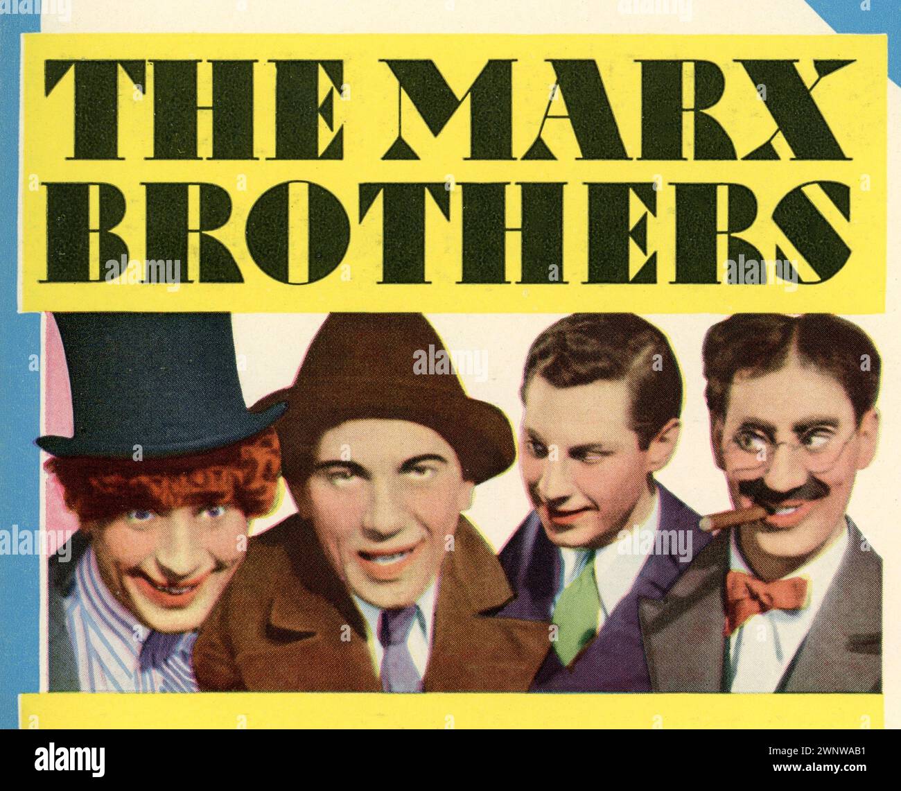 Detail of Promotional Artwork for HARPO CHICO ZEPPO and GROUCHO THE FOUR MARX BROTHERS in THE COCOANUTS 1929 director ROBERT FLOREY book George S. Kaufman adapted by Morrie Riskind Paramount Pictures Stock Photo