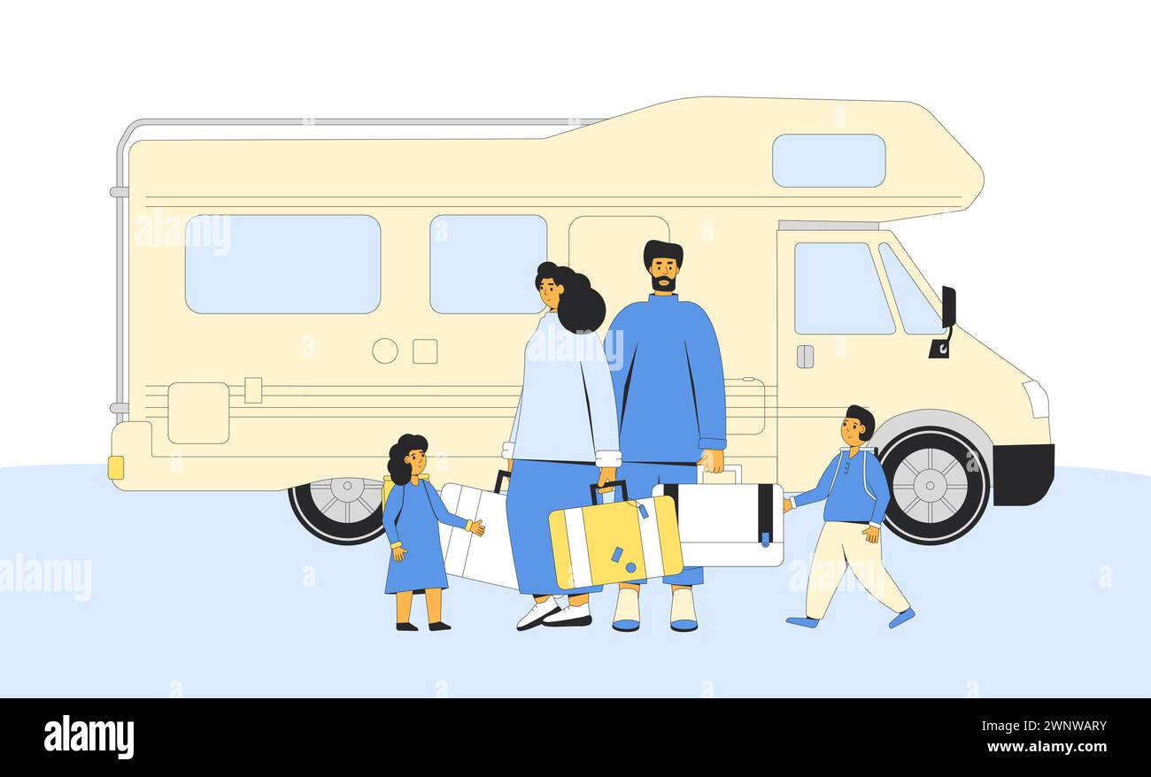 Mom Driving Rv Family near rv Stock Vector Images - Alamy
