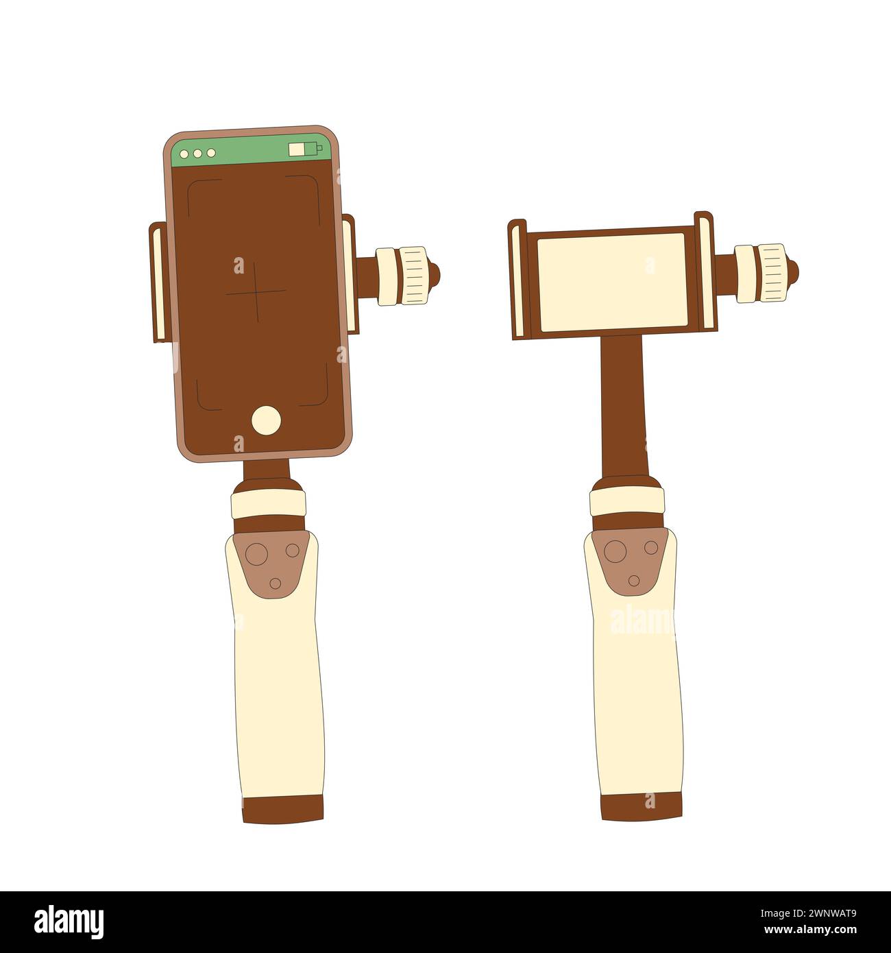 Gimbal with mobile isolated on white background. Phone stabilizer ...