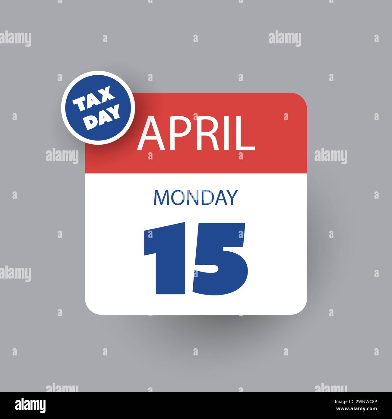 Tax Day Reminder Concept Calendar Page, Vector Design Element