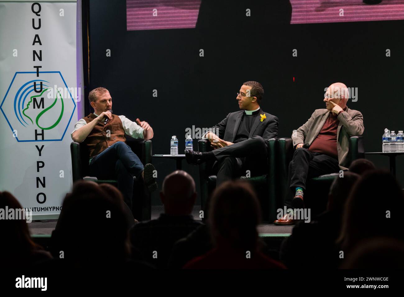 Laurence Fox and Calvin Robinson reunite and talk at event hosted by David Vance and Peter Mcilvenna, Stock Photo