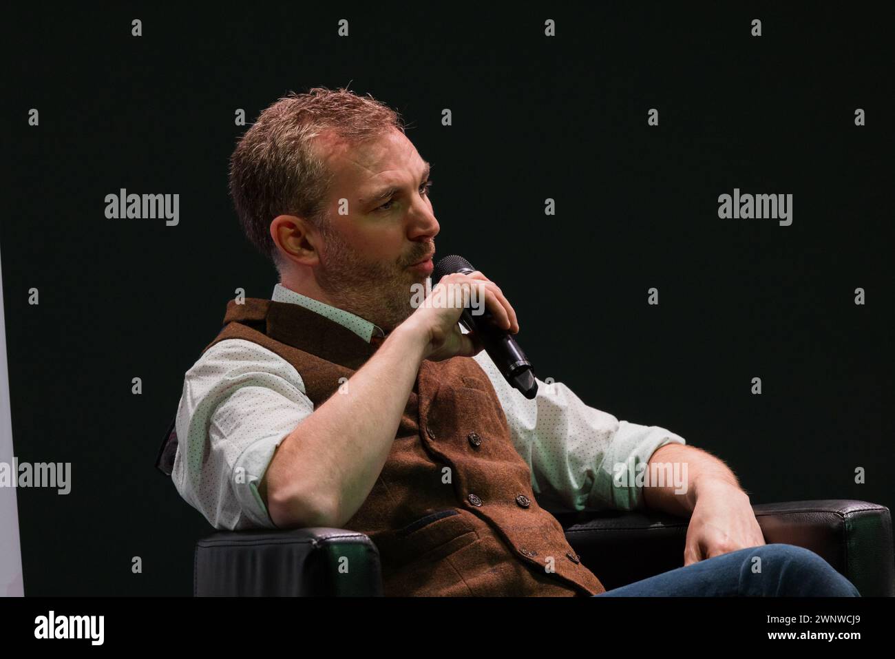 Laurence Fox and Calvin Robinson reunite and talk at event hosted by David Vance and Peter Mcilvenna, Stock Photo