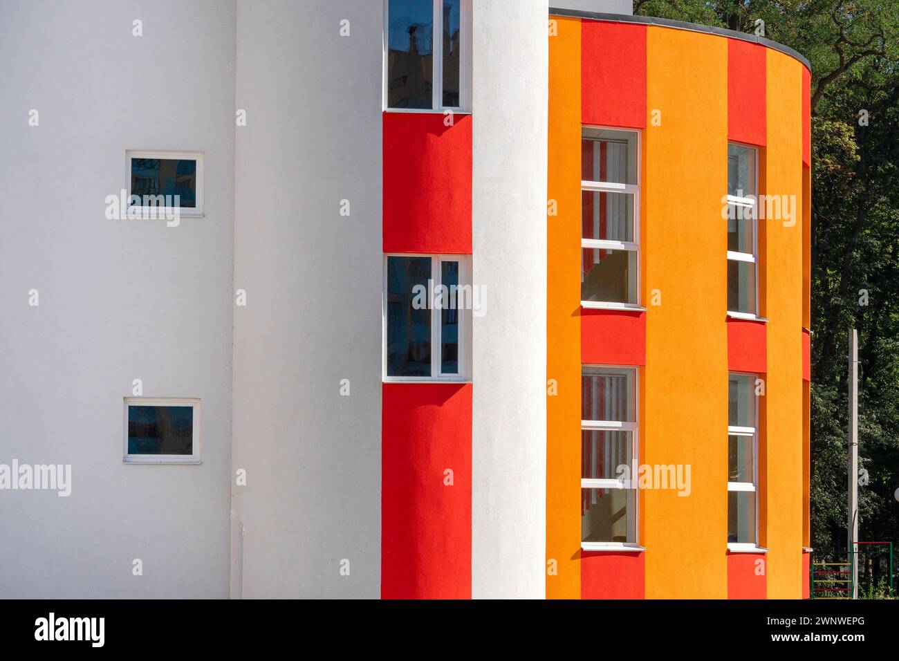 modern school house. modern building exterior. facade of a modern ...