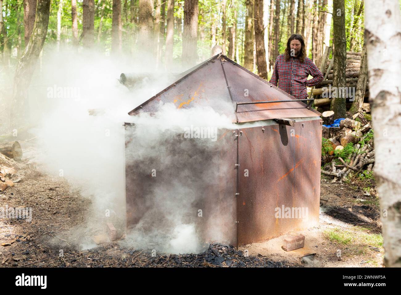 10/05/20 Matthew Robinson makes sustainable charcoal at Longway Bank ...