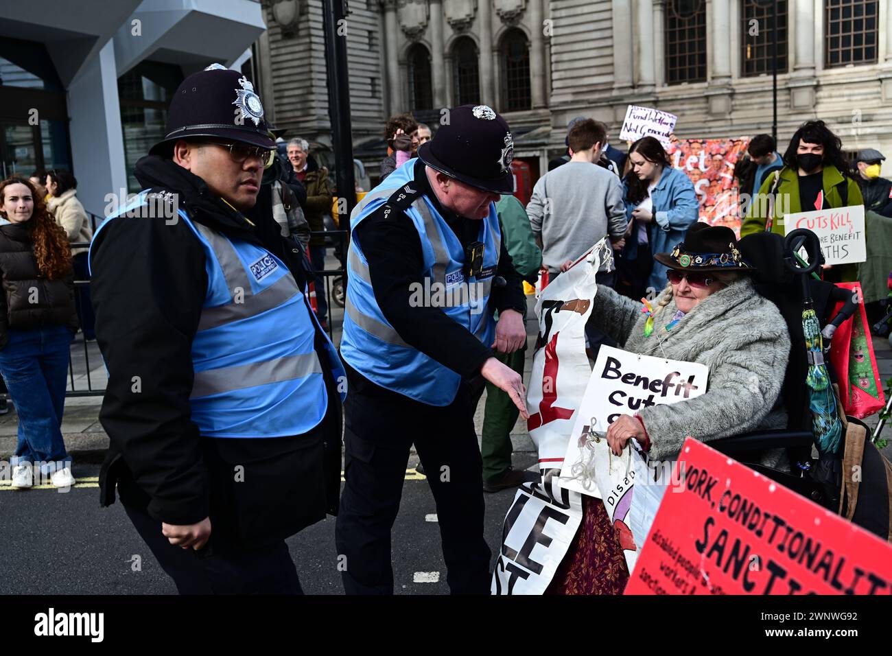 Caxton House, London, UK. 4th March 2024 Disabled People Against Cuts