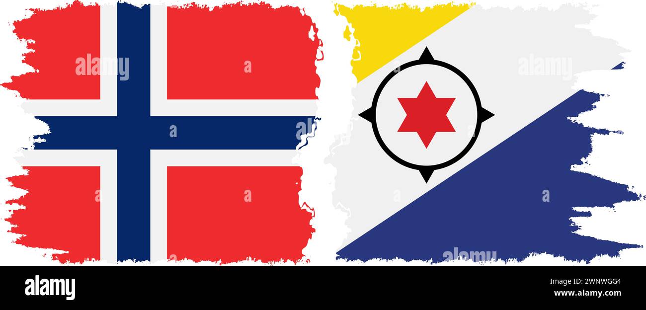 Bonaire and Norwegian grunge flags connection, vector Stock Vector