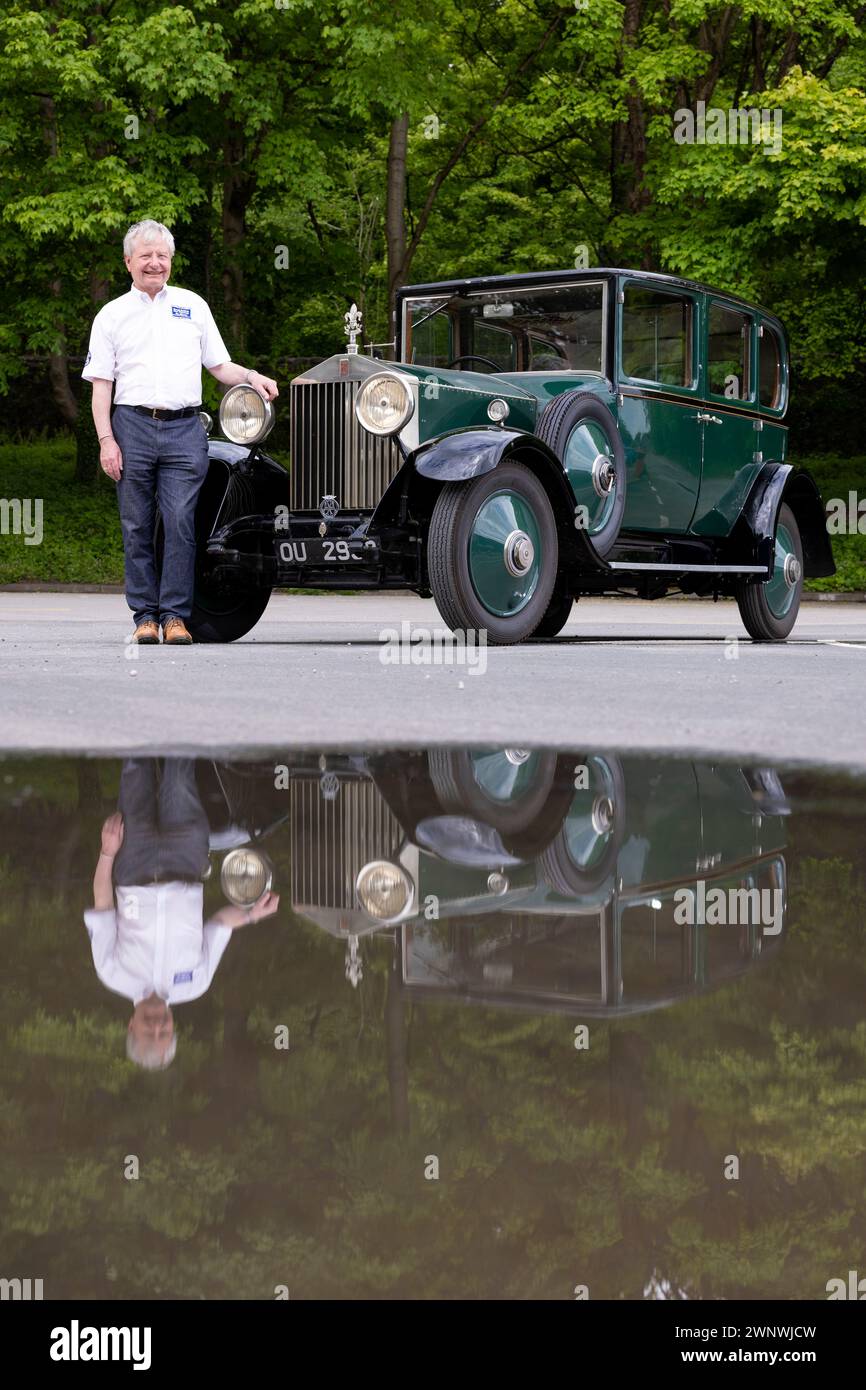 18/05/22   Great British Car Journey’s CEO Richard Usher The Rolls-Royce owned by Lord Baden-Powell, is now on permanent public display for the first Stock Photo