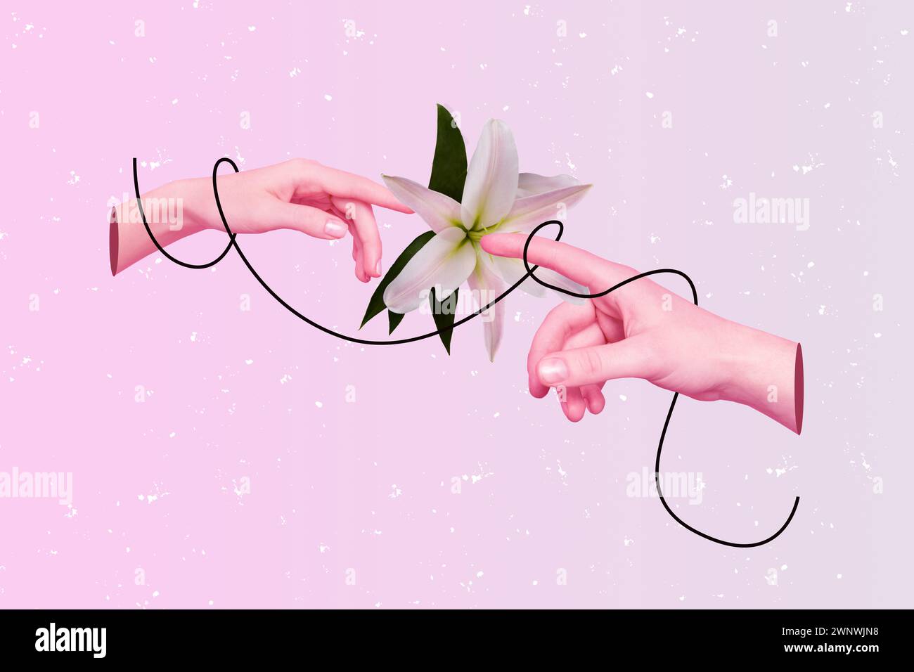 Photo artwork collage contemporary design of couple fingers connection ...