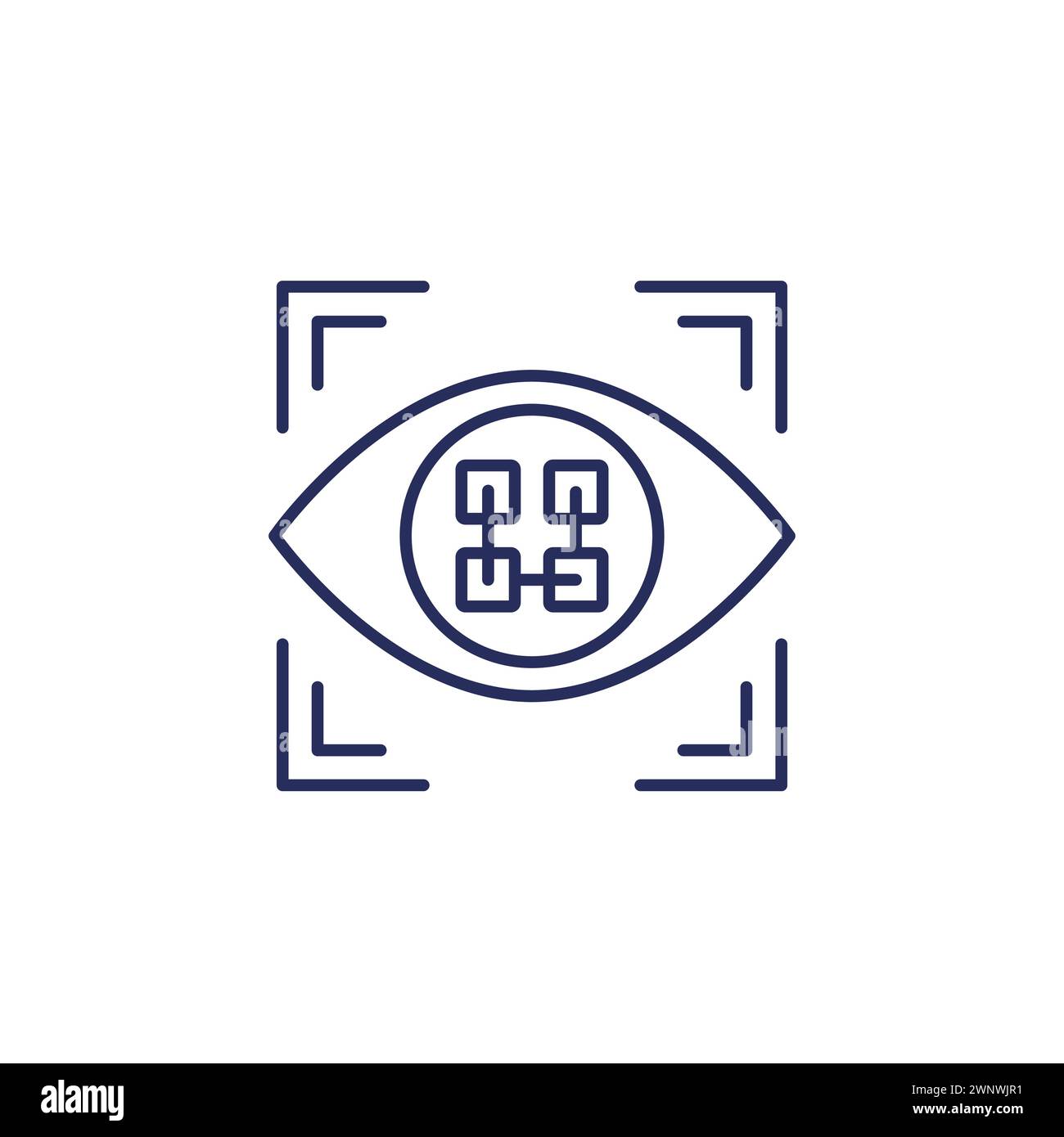 pattern recognition line icon with an eye Stock Vector
