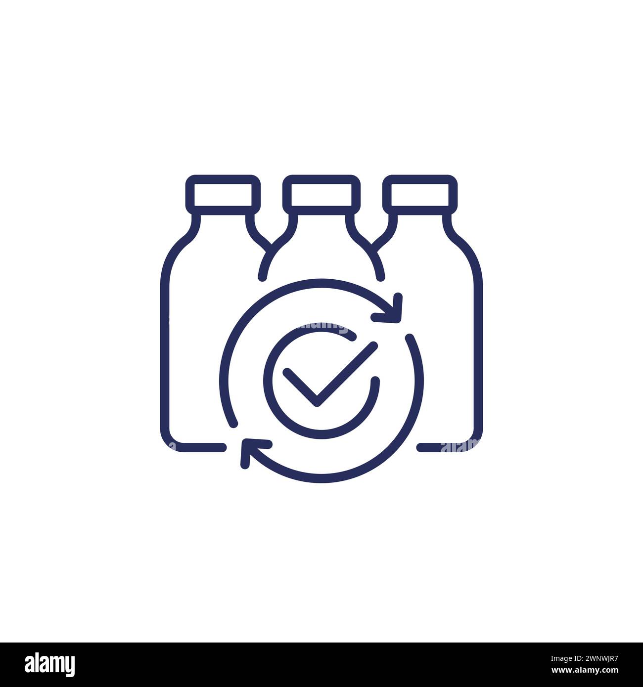 plastic bottles recycling line icon on white Stock Vector