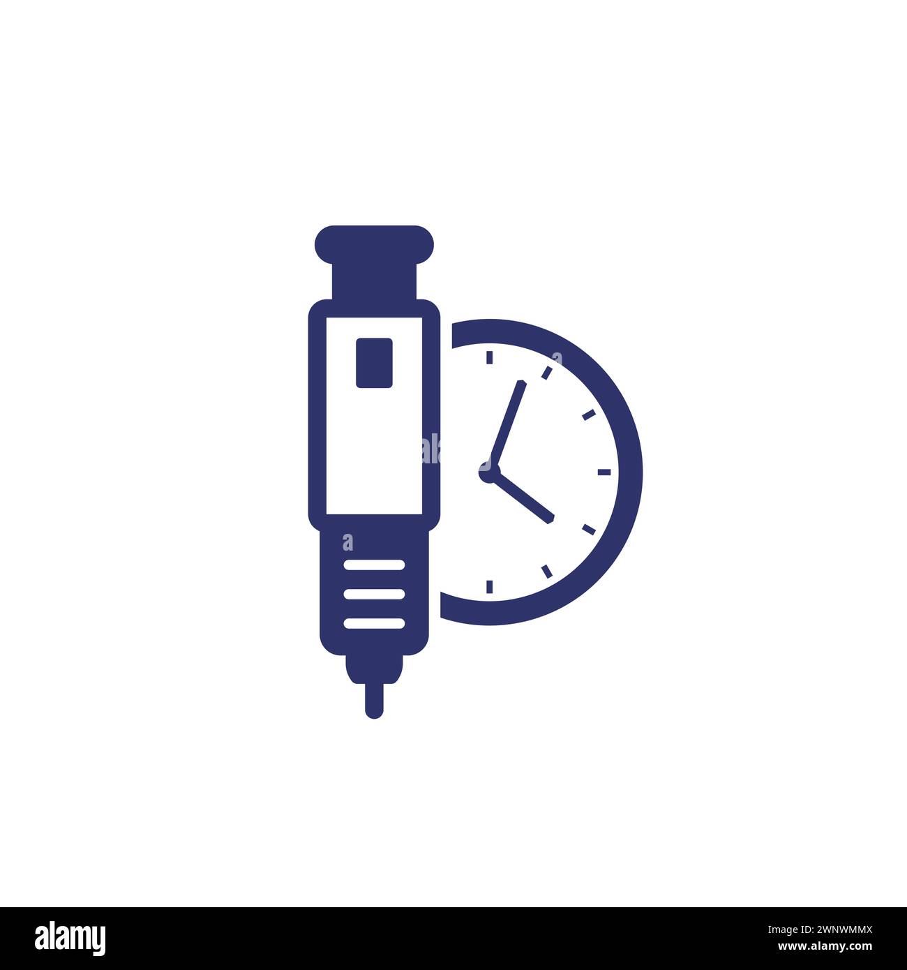 insulin injection time icon on white Stock Vector