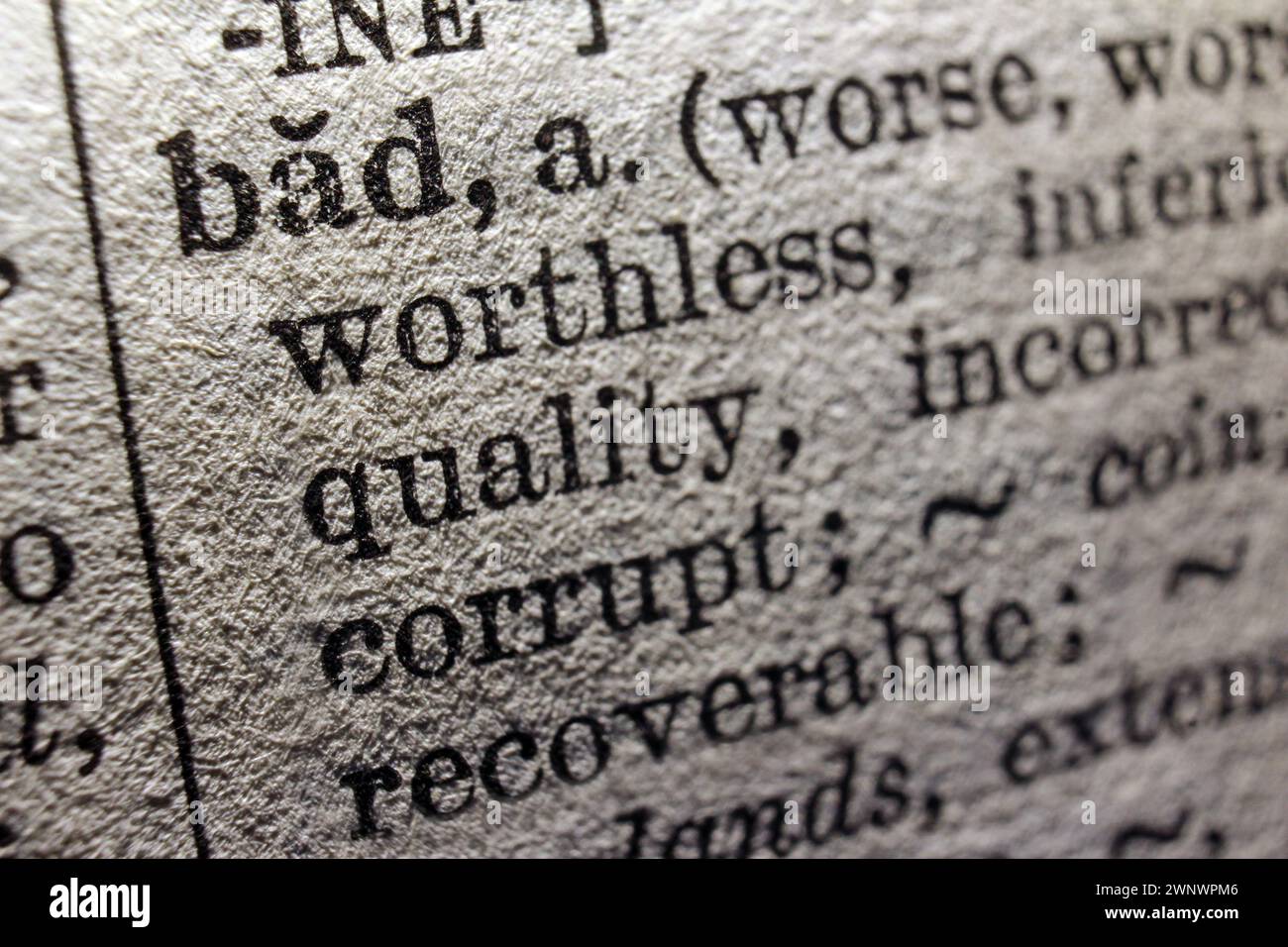 Word bad on dictionary page, selective focus, macro, close-up Stock Photo