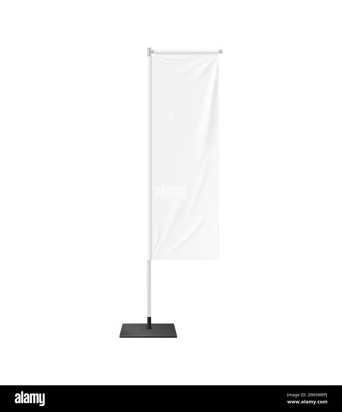 Realistic beach flag, banner stand, isolated 3d vector blank mockup for ...