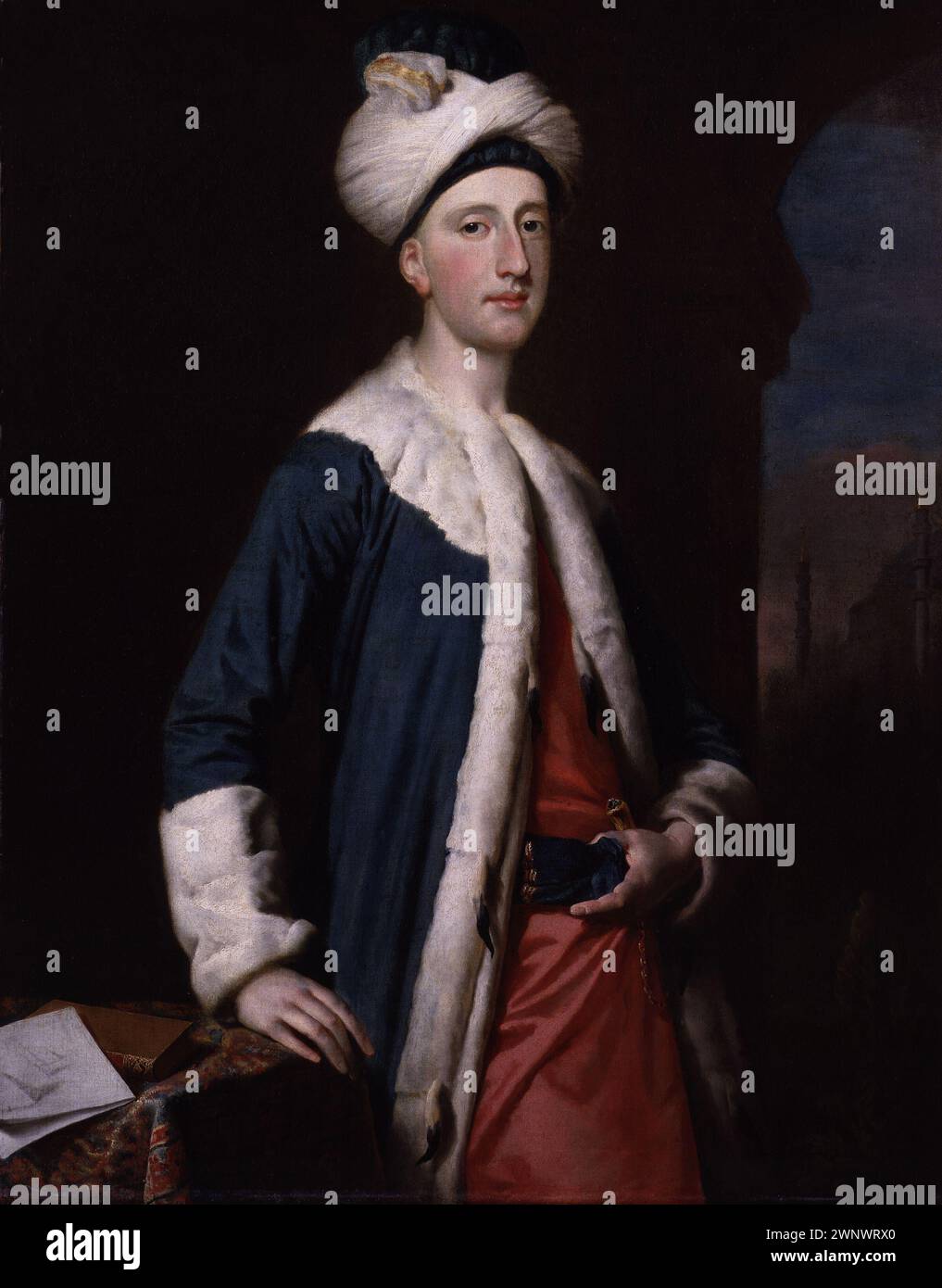 John Montagu (1718-1792), 4th Earl of Sandwich, Statesman, Politician, and inventor of the sandwich, portrait painting in oil on canvas by Joseph Highmore, 1740 Stock Photo