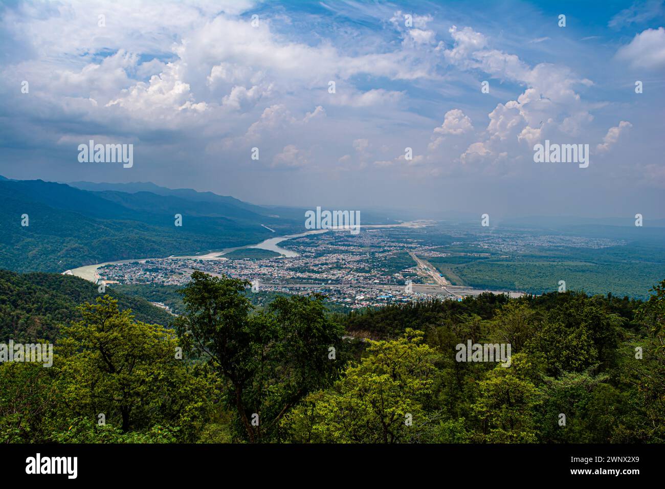 Rishikesh, Uttarakhand, India. Aerial view of beautiful city Rishikesh ...