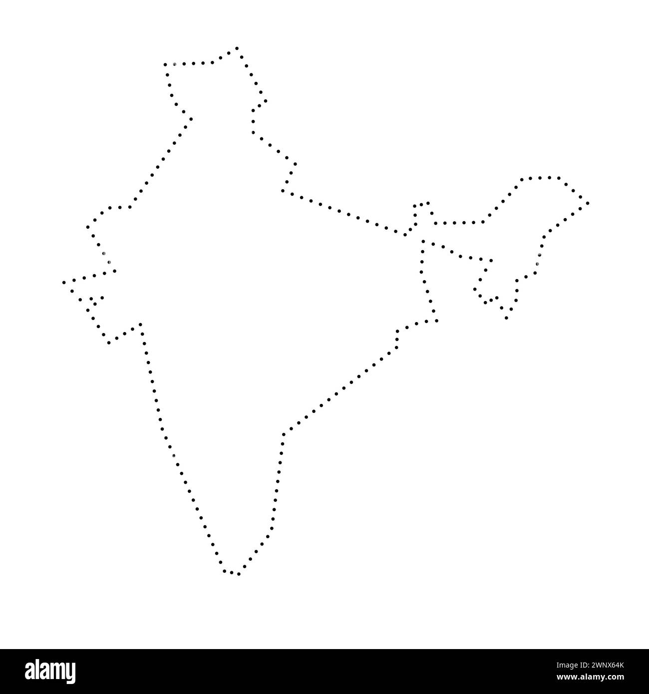 India country simplified map. Black dotted outline contour. Simple vector icon. Stock Vector