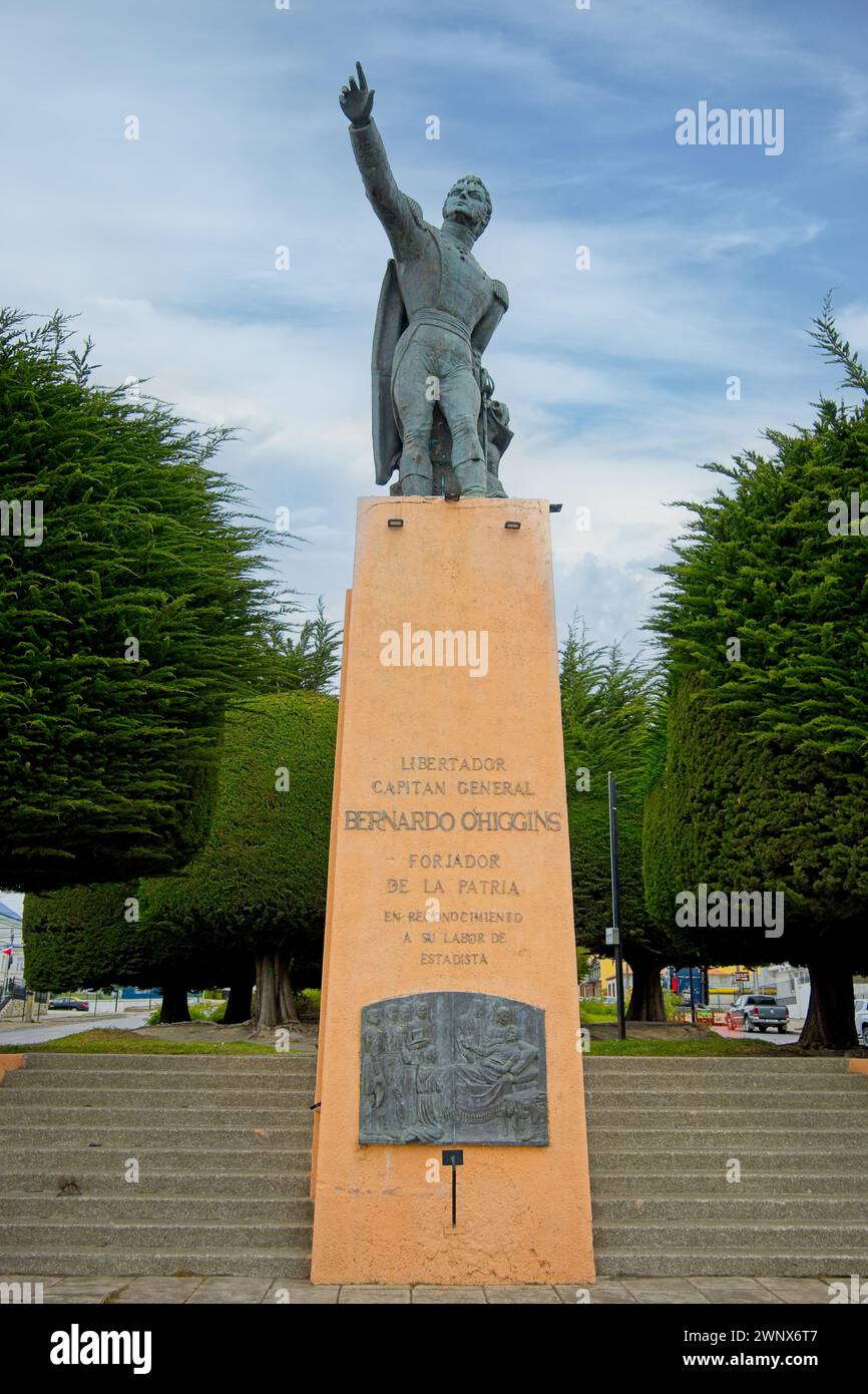 Monument dedecated to Bernardo O'Higgins, he was a Chilean independence leader who freed Chile from Spanish rule in the Chilean War of Independence. Stock Photo