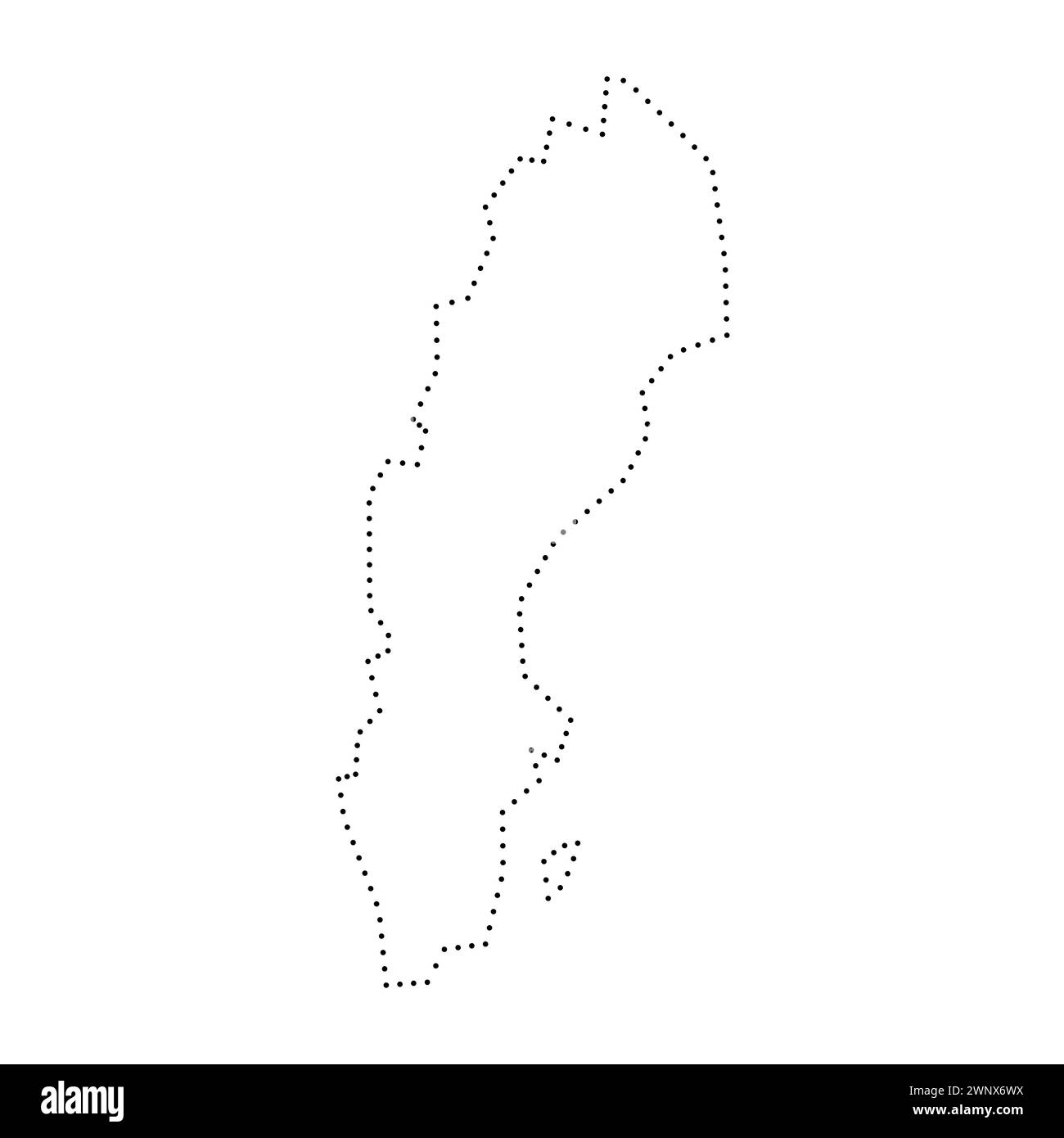 Sweden country simplified map. Black dotted outline contour. Simple ...