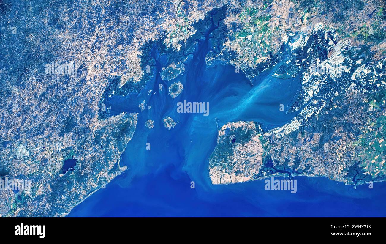 Urban area in Panama. Digital enhancement of an image by NASA Stock Photo