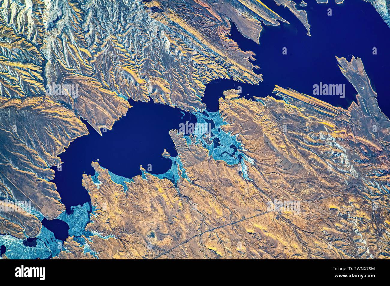 Body of water close to Conejos Peak, USA. Digital enhancement of an image by NASA Stock Photo