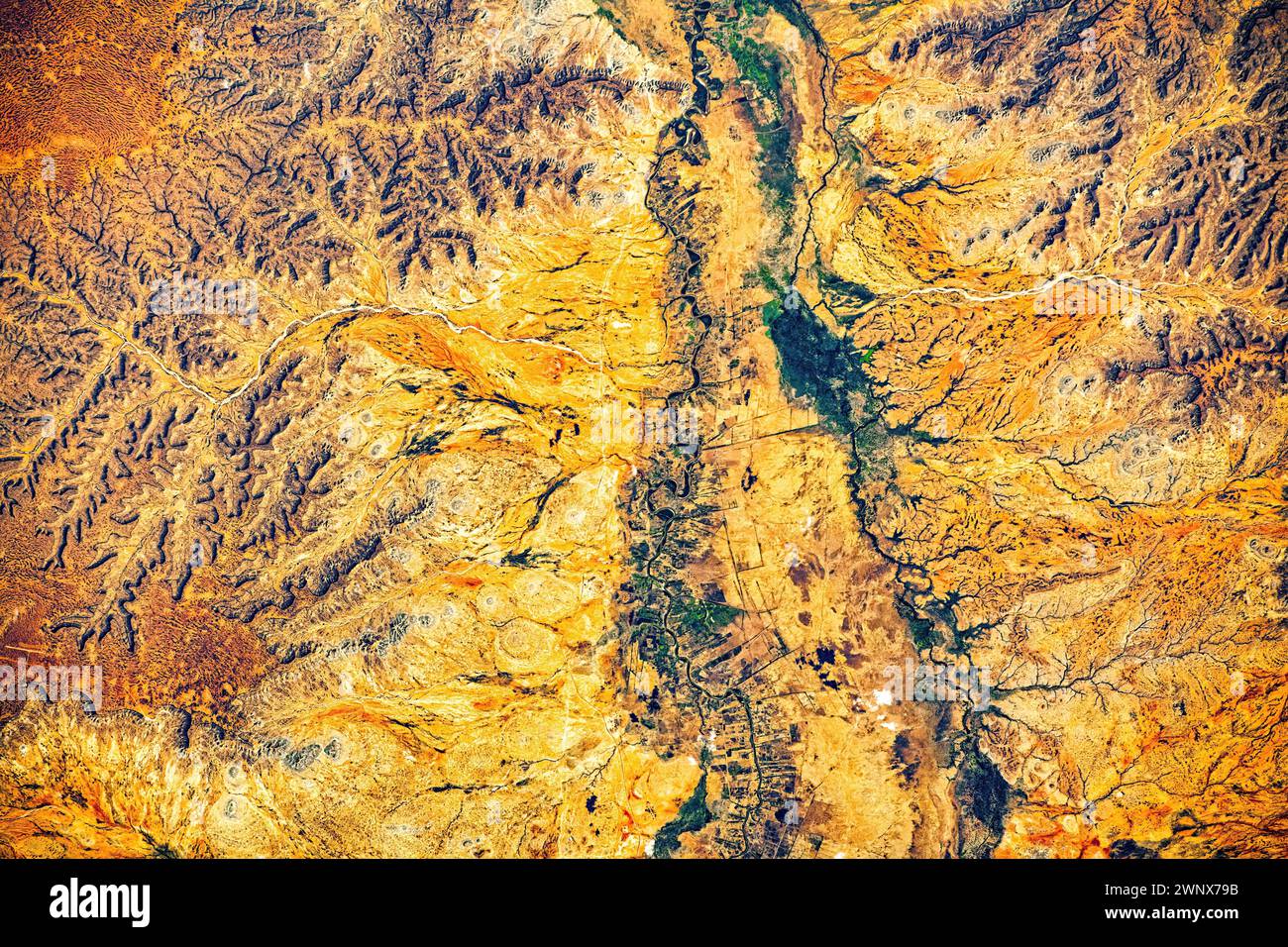 land close to Mustakhil, Ethiopia. Digital enhancement of an image by NASA Stock Photo