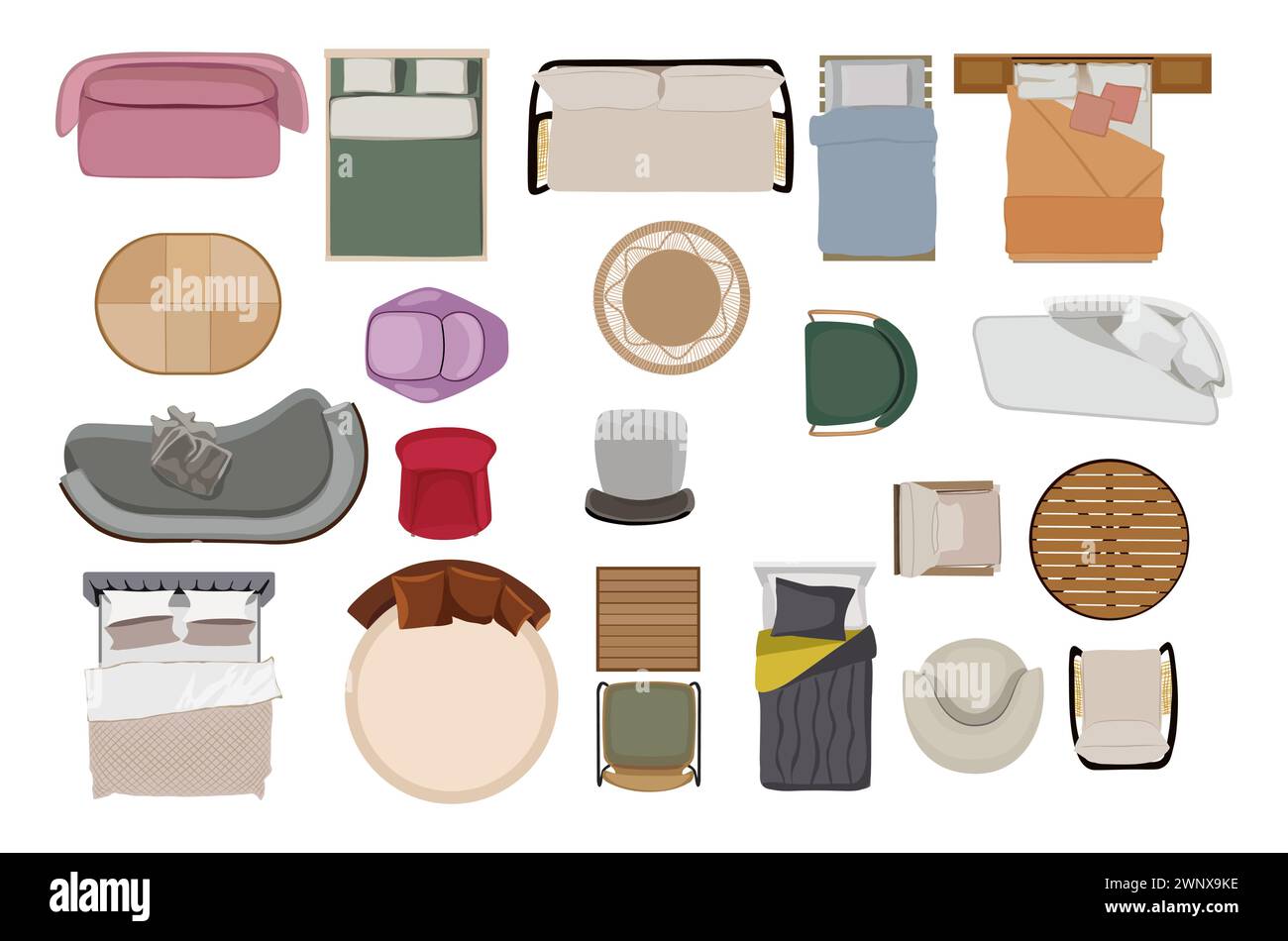 Set of different furniture interior design element Stock Vector Image ...
