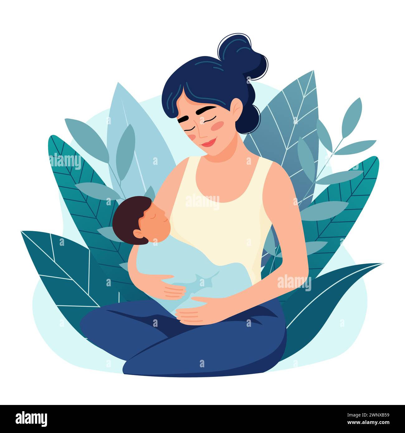 Woman holds newborn baby. Concept of maternity, motherhood, Mothers Day ...