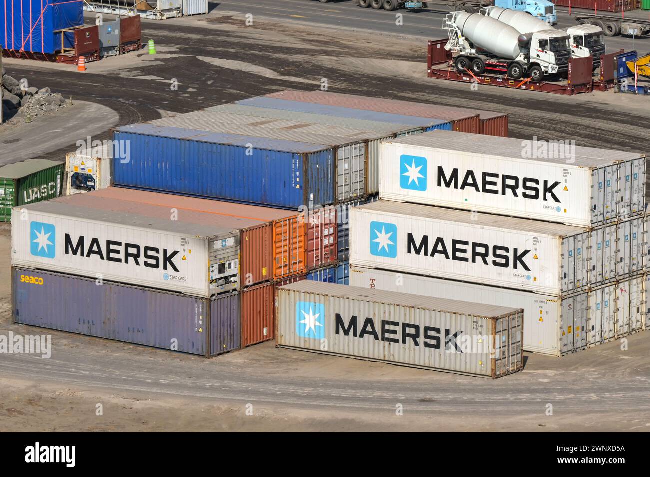 Guatemala City, Guatemala - 19 January 2024: Shipping containers