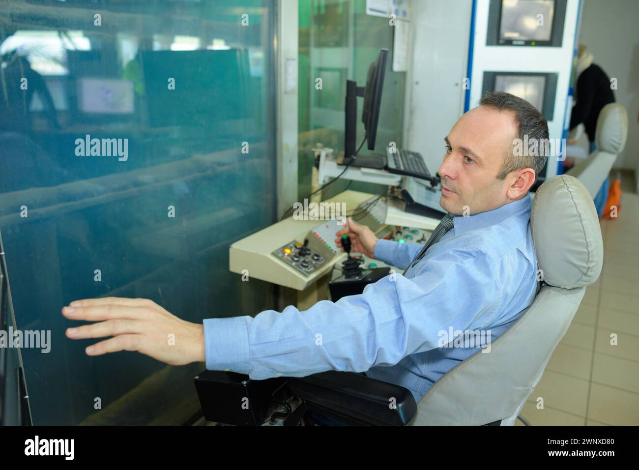 using a mever in a factory Stock Photo - Alamy