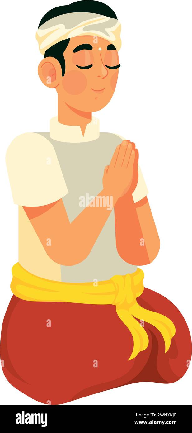 nyepi balinese man Stock Vector