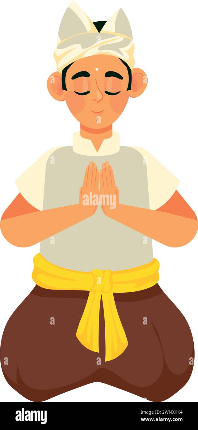 nyepi hindu man Stock Vector