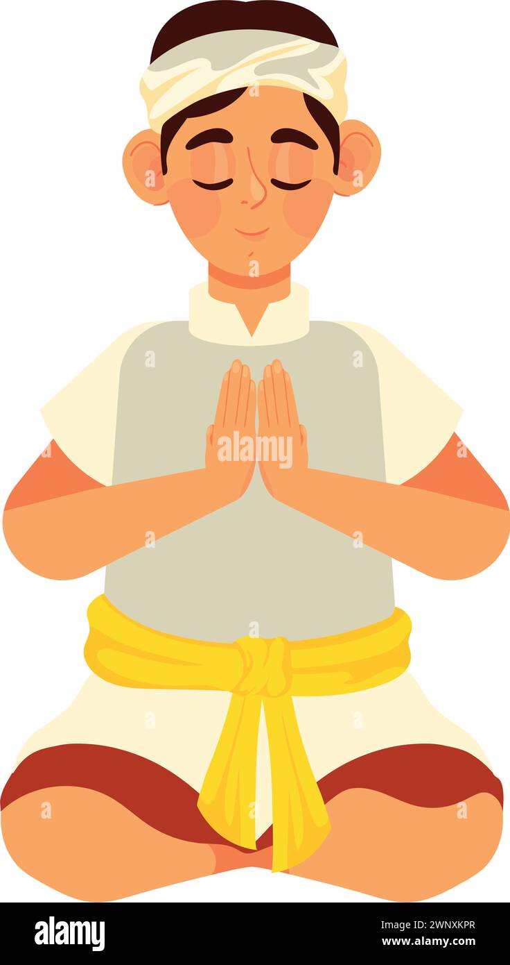 nyepi man prayer Stock Vector