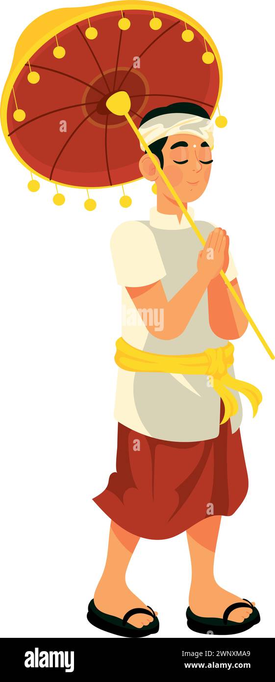 nyepi prayer man Stock Vector