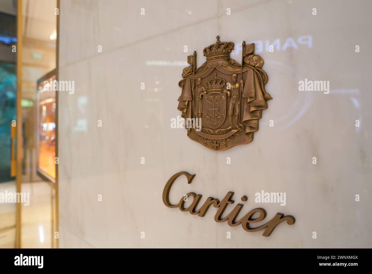 Singapore November 06 2023 Close Up Shot Of Cartier Sign As Seen At Ion Orchard In Singapore