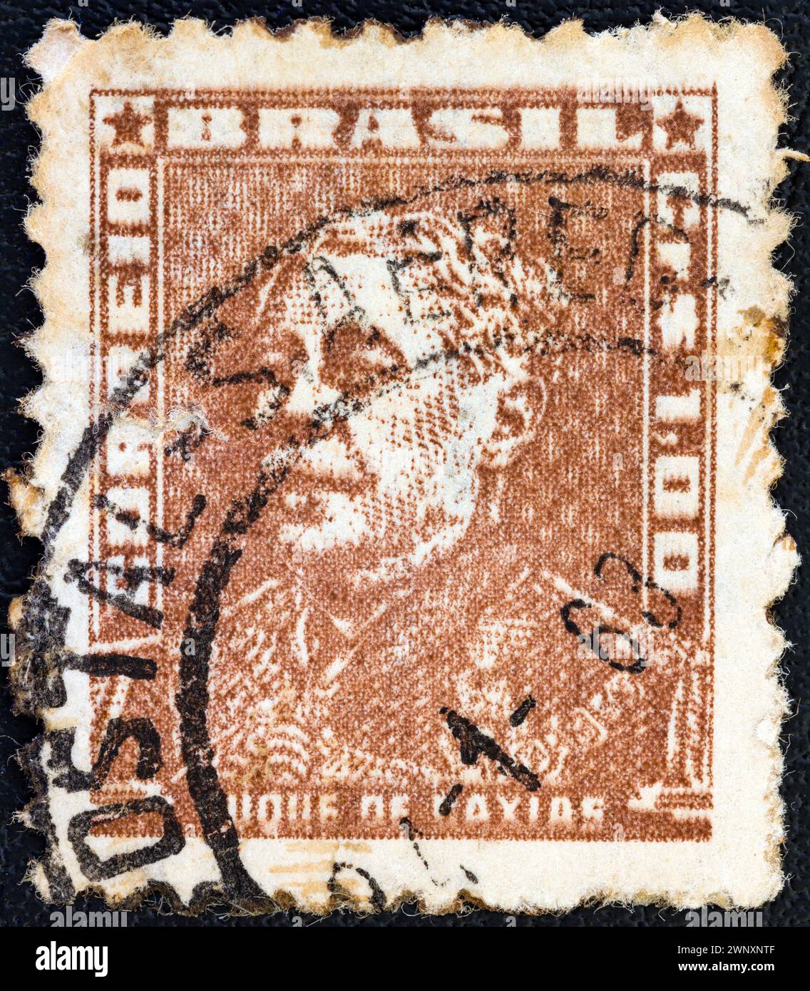 BRAZIL - CIRCA 1954: A stamp printed in Brazil from the 'Portraits' issue shows Duke of Caxias Stock Photo