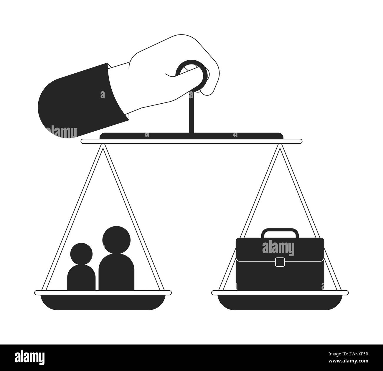 Holding work life balance scale cartoon human hand outline illustration ...