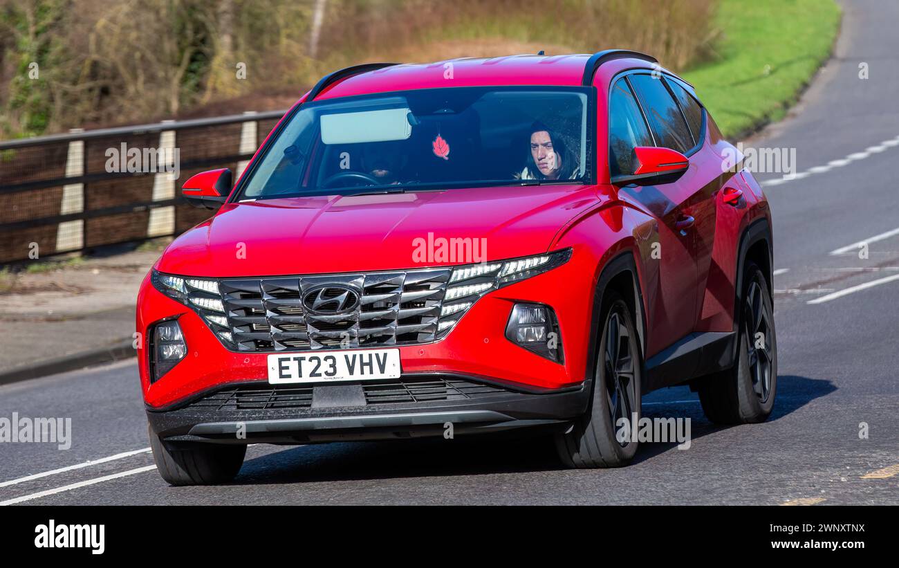 Milton Keynes,UK-Mar 4th 2024: 2023 red hybrid electric Hyundai Tucson ...
