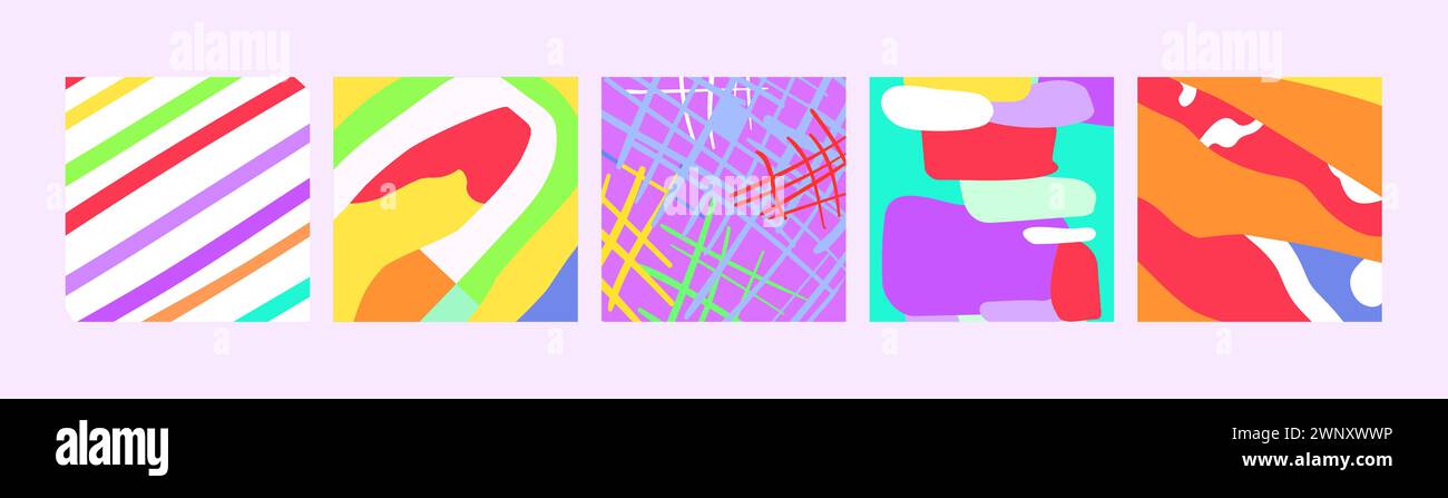 Creative concept of summer bright and juicy cards set. Modern abstract ...