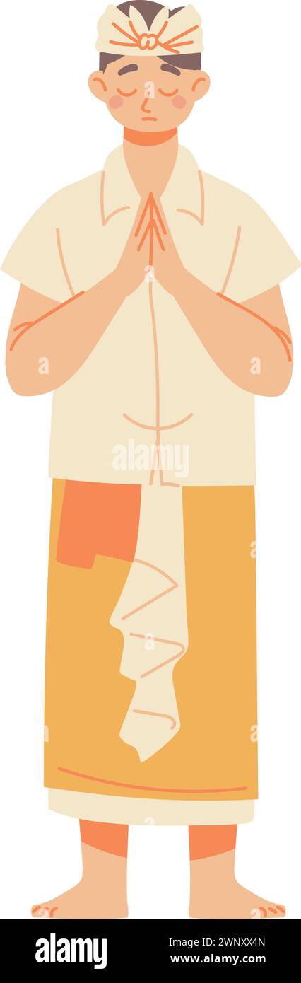 nyepi prayer man Stock Vector