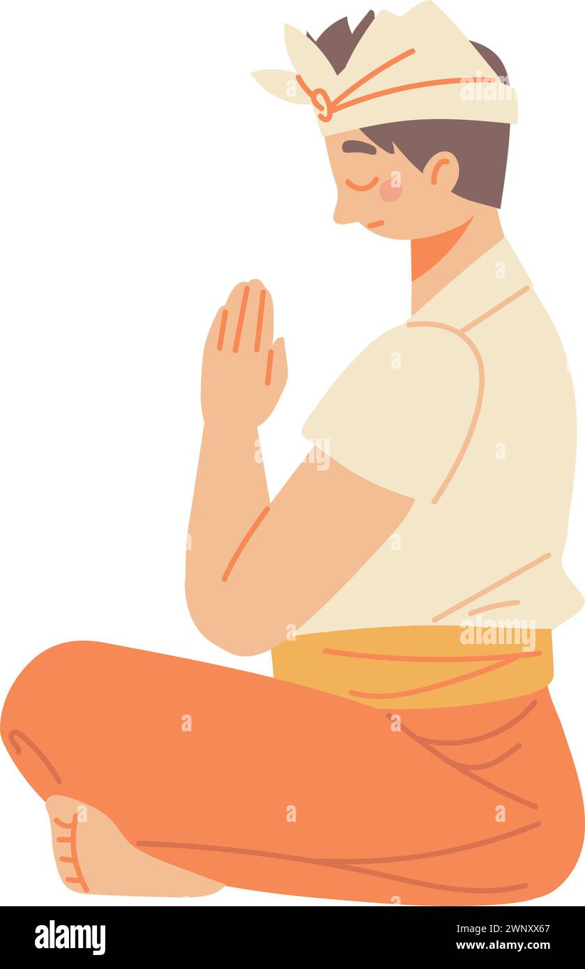 nyepi balinese man Stock Vector