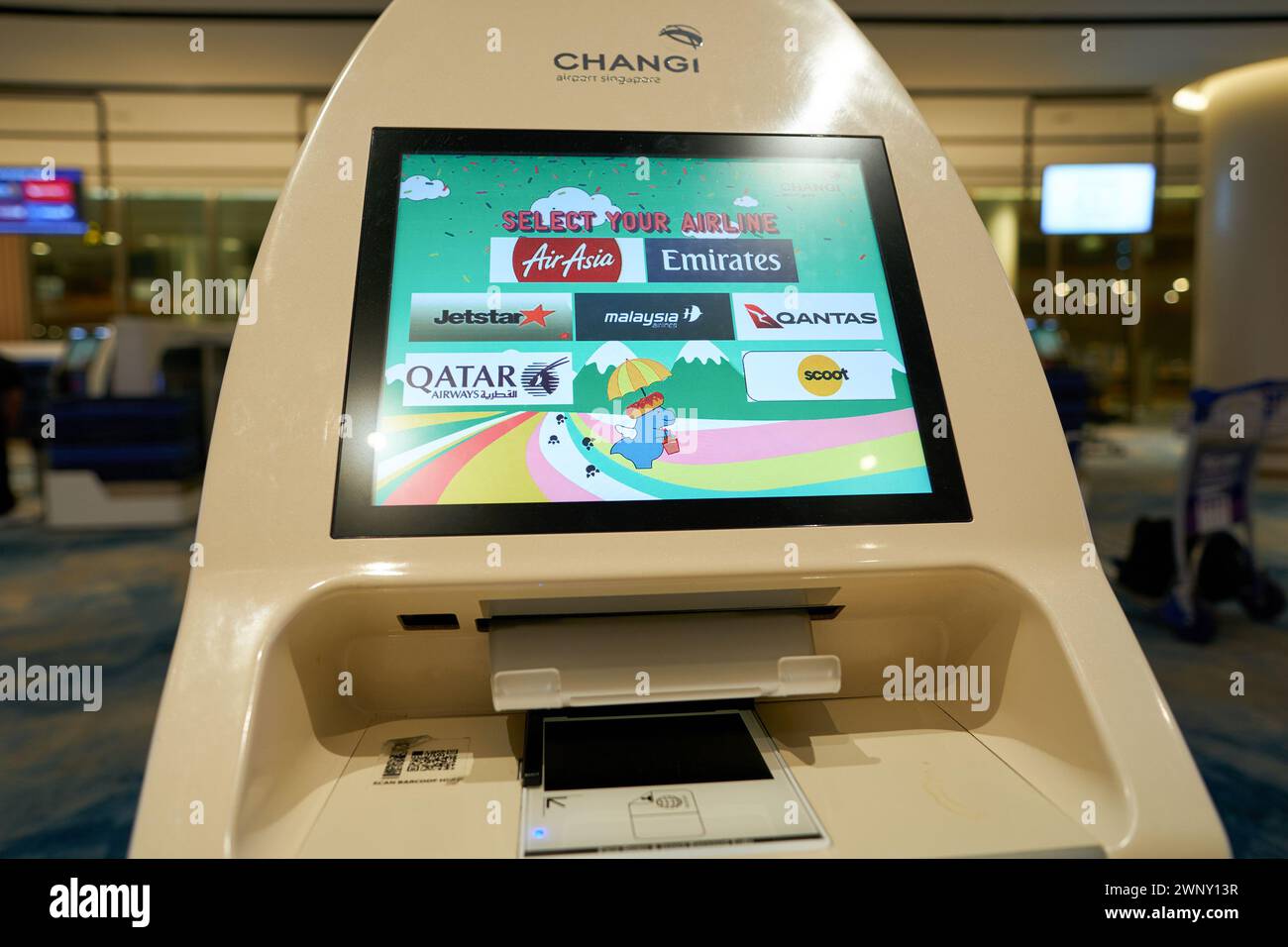 SINGAPORE NOVEMBER 06 2023 Close Up Shot Of Self service Check in singapore-november-06-2023-close-up-shot-of-self-service-check-in