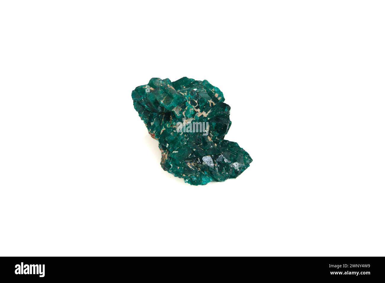 natural green dioptase rough gem on background Stock Photo