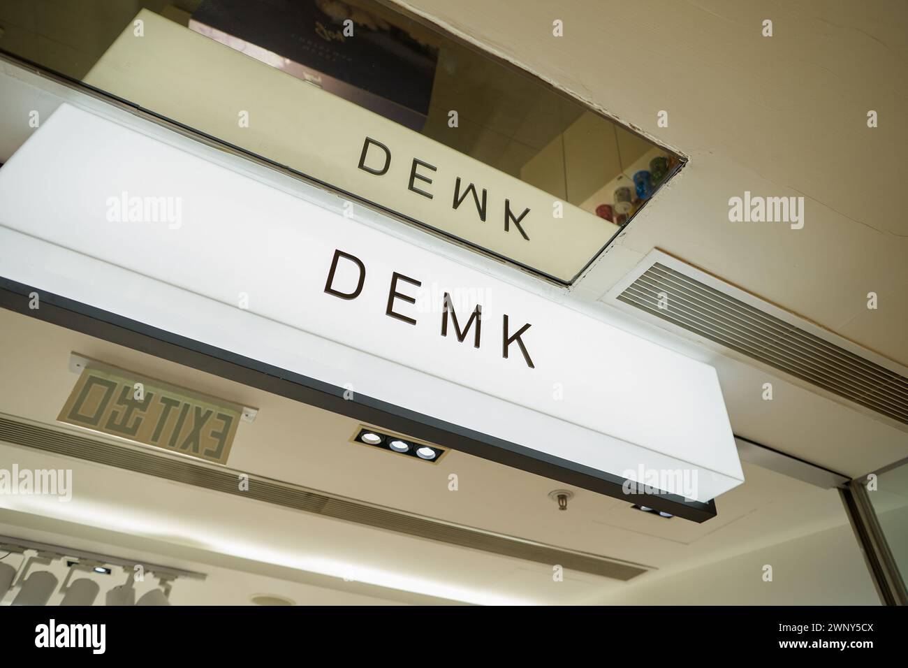HONG KONG, CHINA - DECEMBER 04, 2023: DEMK sign as seen over a store ...