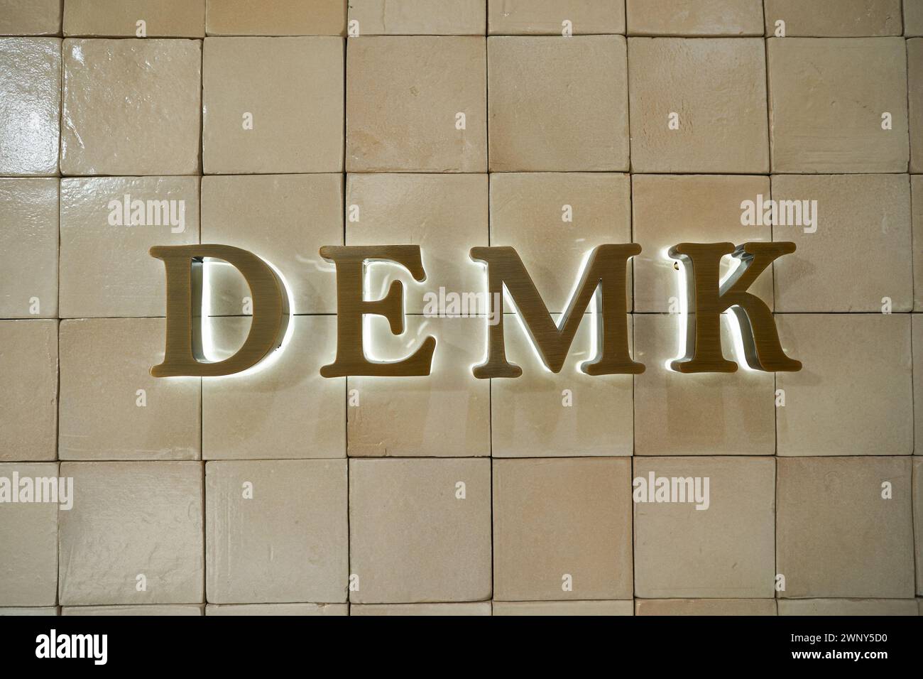 HONG KONG, CHINA - DECEMBER 04, 2023: close up shot of DEMK sign as ...