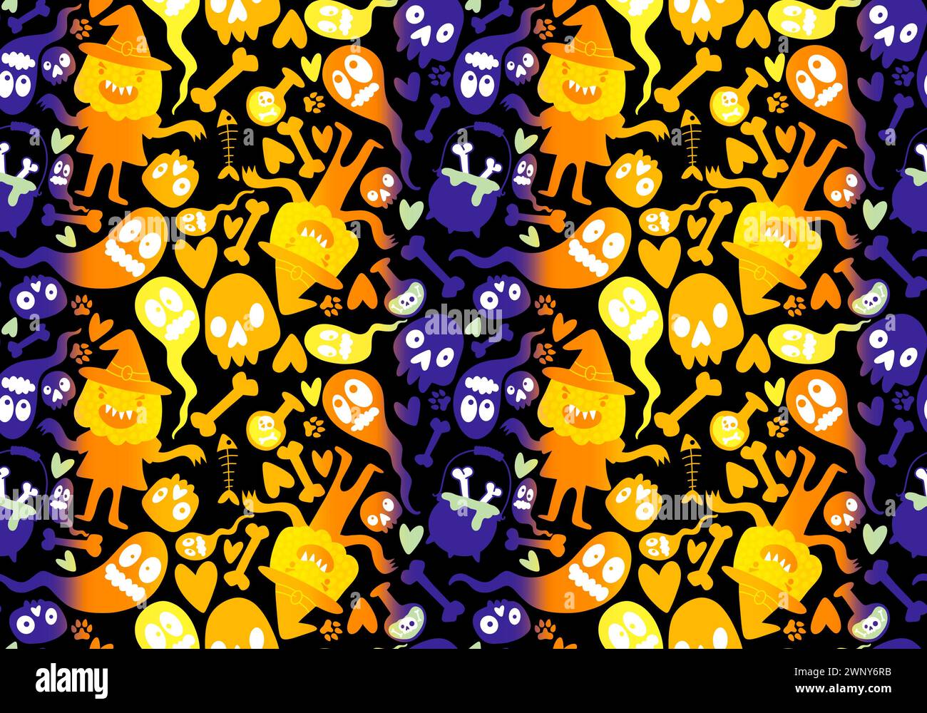 Halloween pumpkins seamless monsters pattern for wrapping paper and ...